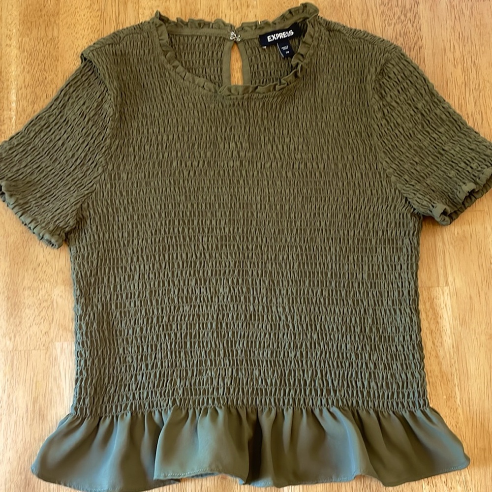Express Olive Green Dress Top